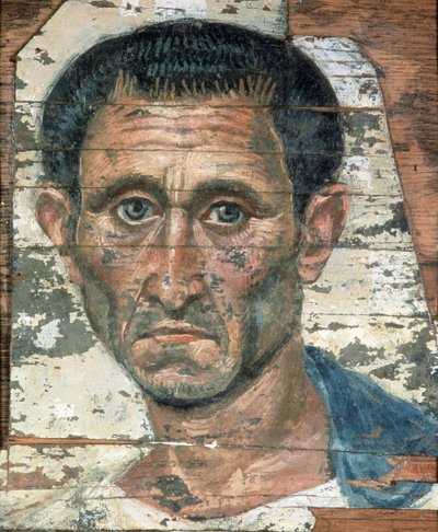 Fayum Portrait of a Man in a Blue Cloak, Trajanic by Unbekannt Unbekannt